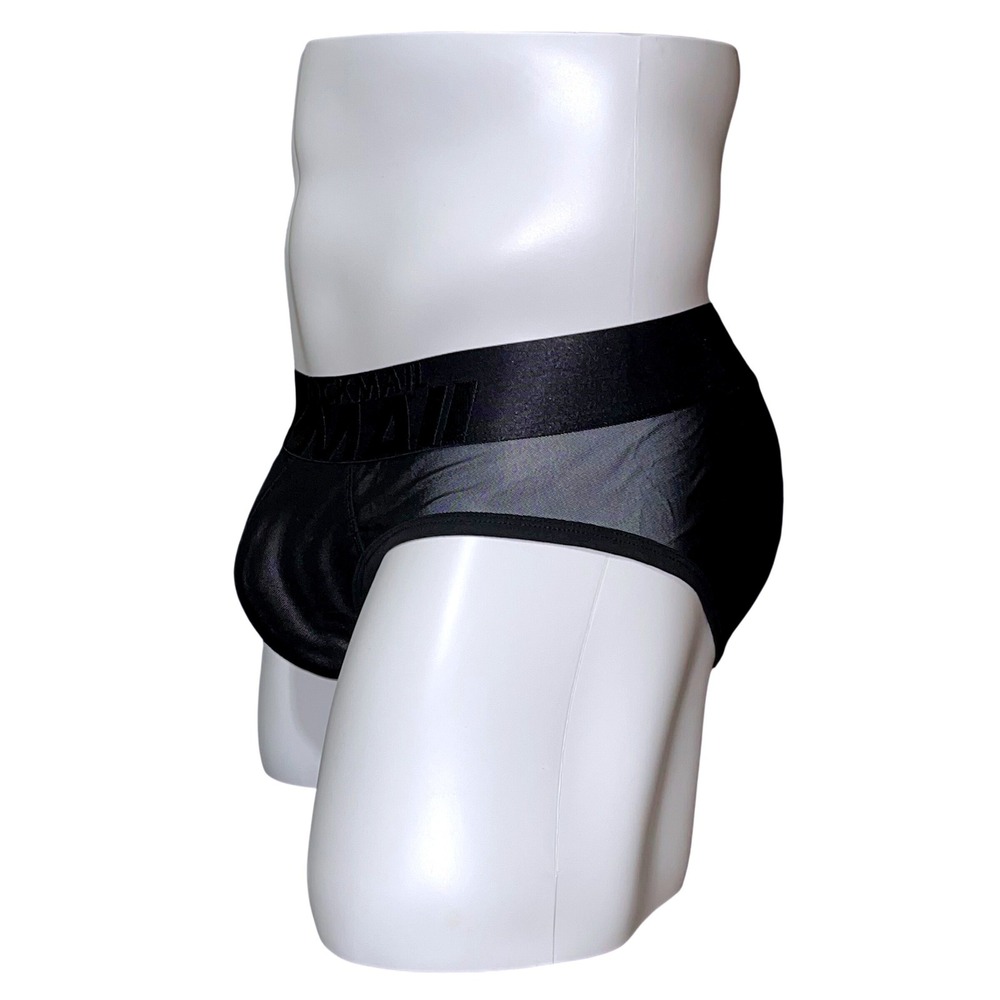 Jockmail Large (30-32) Mens Black Sheer Mesh Briefs Low Rise Underwear JM334 NEW - Picture 2 of 9
